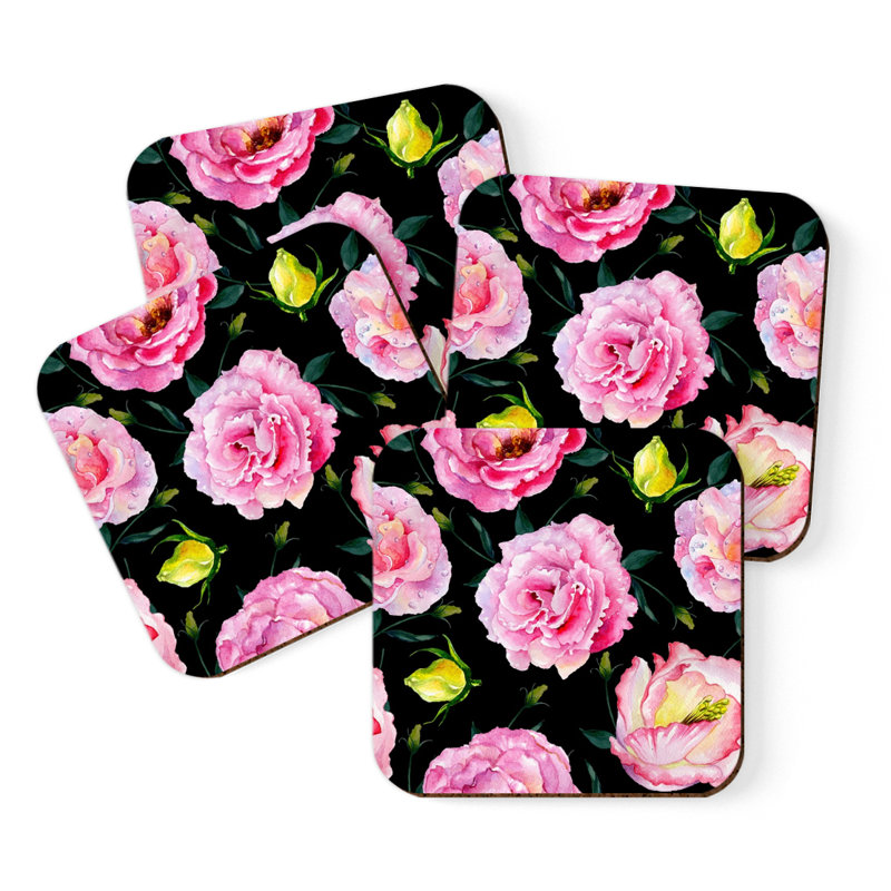 Dessous de verre à boissons carrées roses