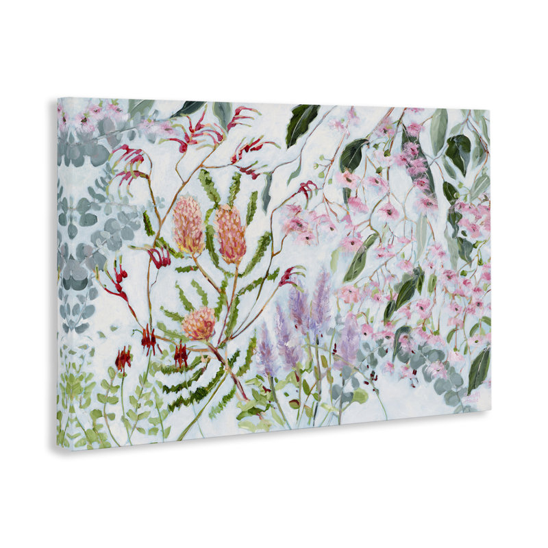 Élégante toile de fleurs de jardin, design par Meredith Howse, H 30 po x l 45 po