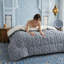Édredon réversible en peluche gaufrée, épaisse couverture chaude moelleuse en gris, 53 po x 79 po-134487994-134487995