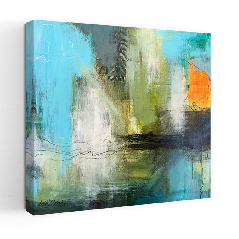 Aqua Serenity 2, art abstrait contemporain, H 36 po x l 36 po