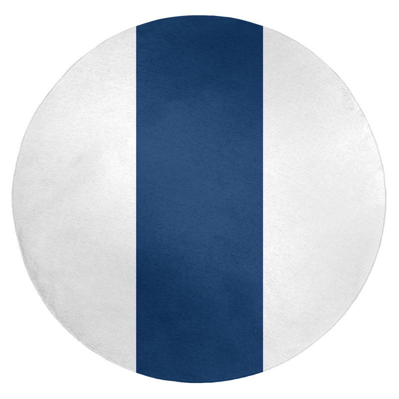 Tapis blanc/bleu marine tissé à plat Minnesota, Rond 5 pi
