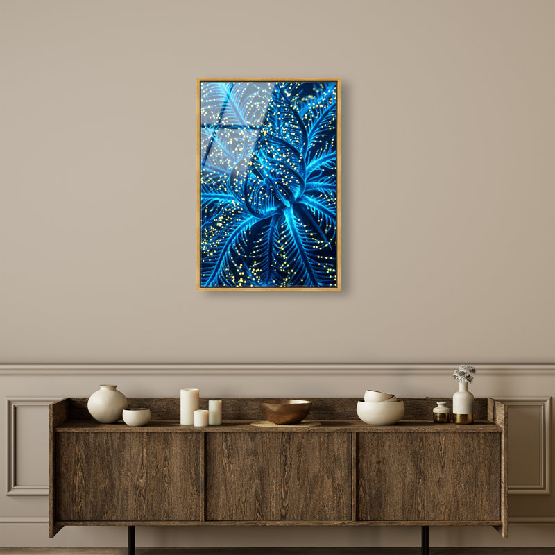 Neon Bloom Print by Oliver Gal, 46"H x 31"W, Gold Floater Frame