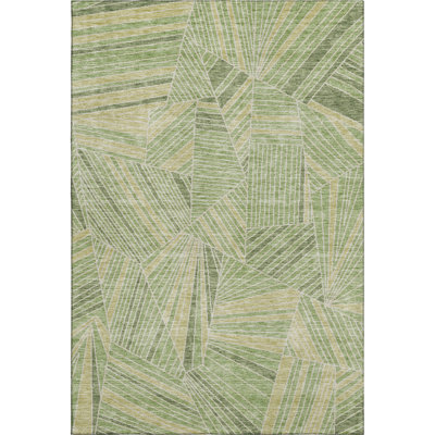 Premium Machine Washable Prisco Green Rug