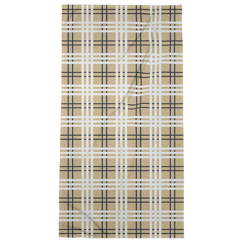 Bath Towel, Old Gold/Black/White, Microfiber
