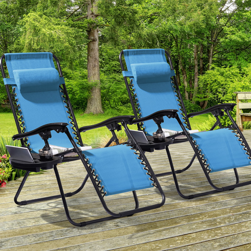 Zero Gravity Chairs, Waterproof Seat Patio Chair with Adjustable Side Tray for Patio Poolside and Backyard Lounge Reclining Chairs
