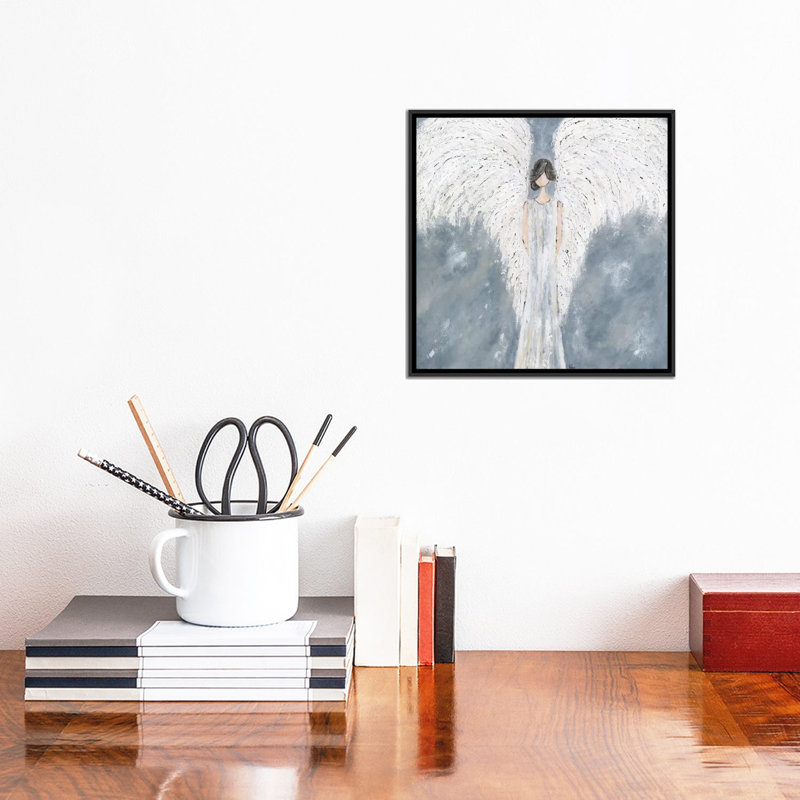 « Guardian Angel » par Ashley Bradley, reproduction d’art, H 12 po x l 12 po x P 1,5 po, Pas de tapis, Toile avec cadre noir