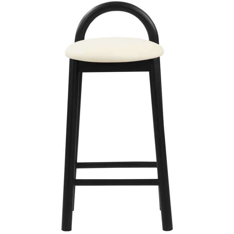 Tabouret de bar 27 po Calvin, Crème végétalien en cuir, Noir