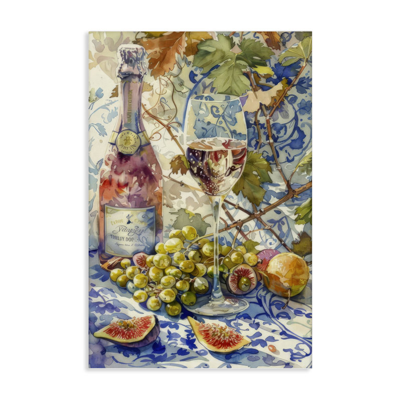 «Grapes & Wine Bottle», art mural par LSR Design Studio, H 24 po x l 16 po