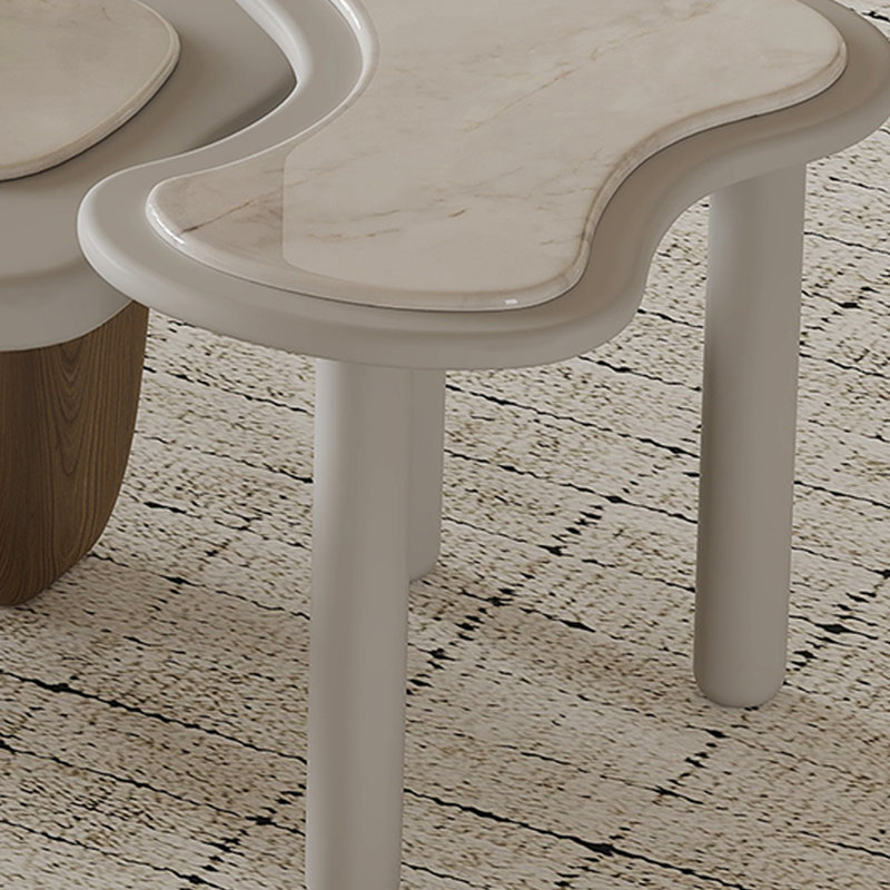 Eco-friendly Wood and Marble Coffee Table Set