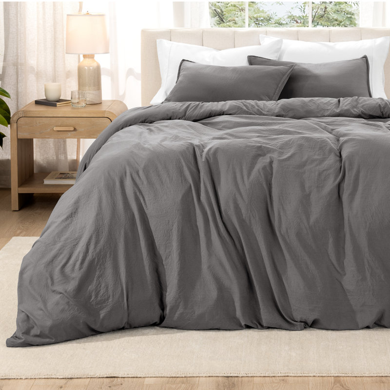  Ensemble de housse de couette en microfibre moderne et contemporain, Gris, Housse de couette très grande taille et 2 taies d