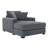 43.5" Oversized Modern Chaise Lounger Sofa Couch | Chenille Fabric with Pillows, Charging Station and Cup Holders, Blue Gray-523216694-510995265