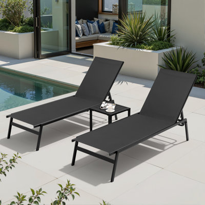 Esko Metal Outdoor Chaise Lounge Set with Table