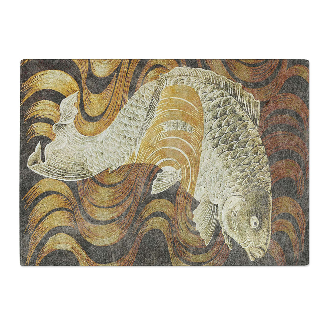 Tempered Glass a Carp Fish Swimming Upstream Chopping Board