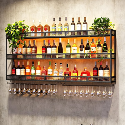 Wine Bottle & Glass Rack Black