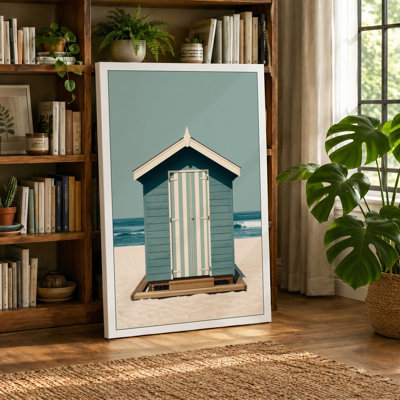 Quiet Beach Hut Coastal - Wrapped Canvas