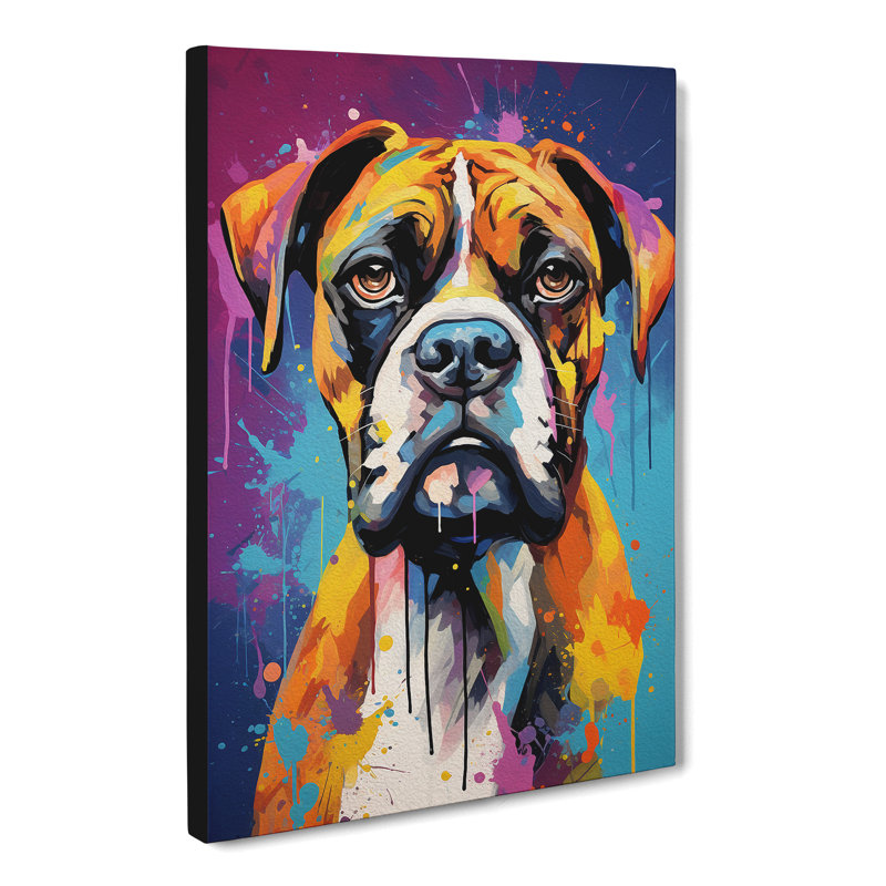 Boxer Dog Abstract - Wrapped Canvas, 50cm H x 35cm W x 3cm D