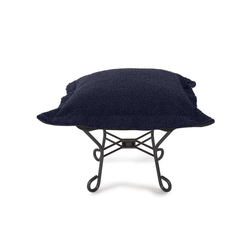 Repose-pieds Scroll Puff Titane - Barbet chocolat / naturel, Bleu