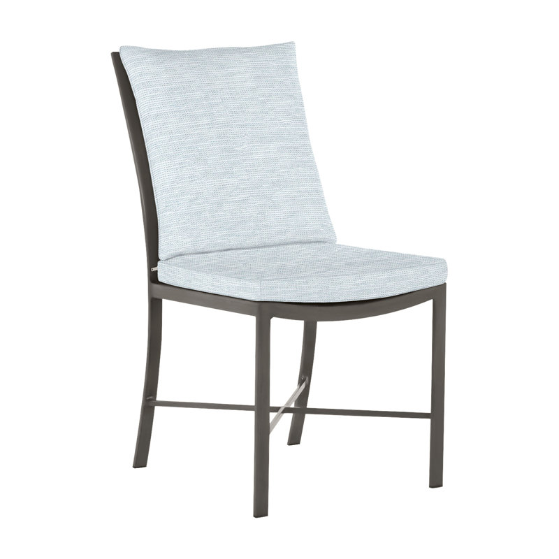 Monaco Patio Dining Side Chair with Cushions, Slate Gray, Paper Sky, No Welt