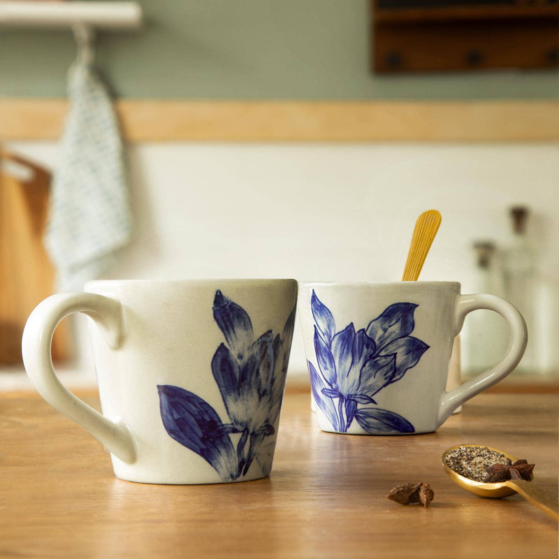 Tasse | Tasse à café en céramique blanche 8,5 oz | Ensemble de 2