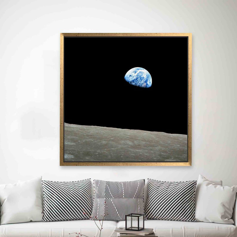 Print on Canvas, 20 cm H x 20 cm W, Framed Print without Mat, Gold