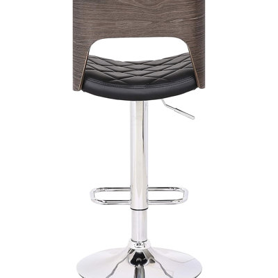 American Design Swivel Bar Stool With Curved Back, Adjustable Height, And Diamond Finish In Weathered Oak Black Upholstery, Finish,