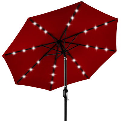 Parasol lumineux solaire à DEL avec ajustement de l'inclinaison 10 pi Shearer, tissu résistant aux rayons UV