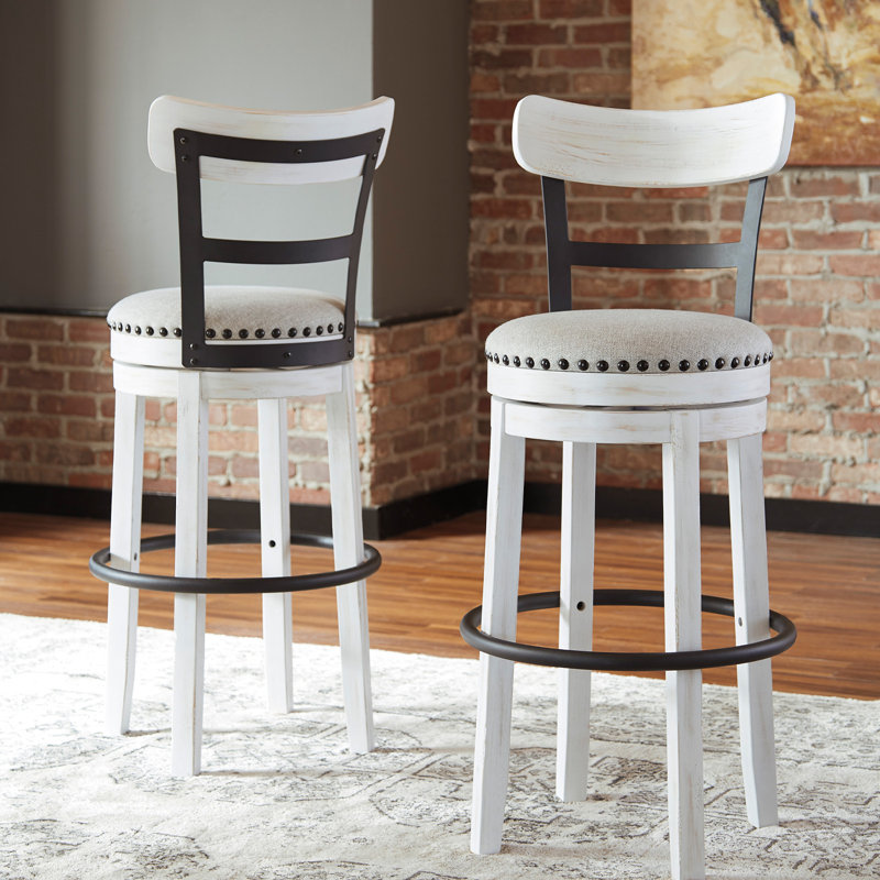 Upholstered Counter Stool, White, Bar Stool (30" Seat Height)