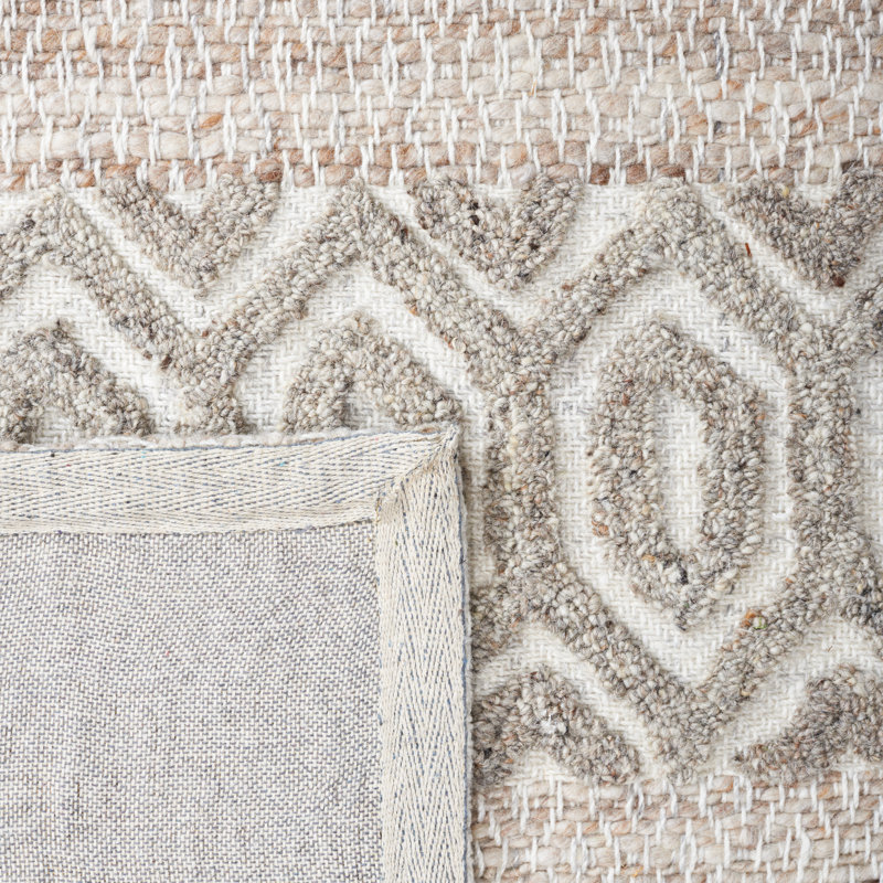 Natura Hand Loomed Wool/Cotton Southwestern Rug in Ivory/Beige, Runner 2'3" x 9'