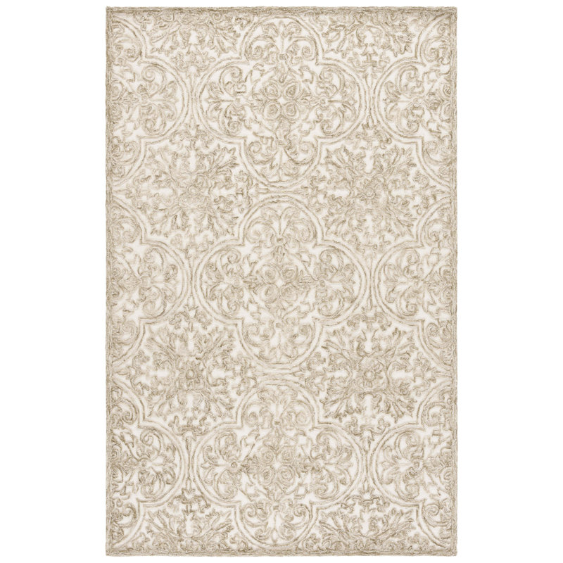 Laine touffetée à la main MSR Trace; Tapis damassé en coton et latex, Rectangle 4pi x 6 pi