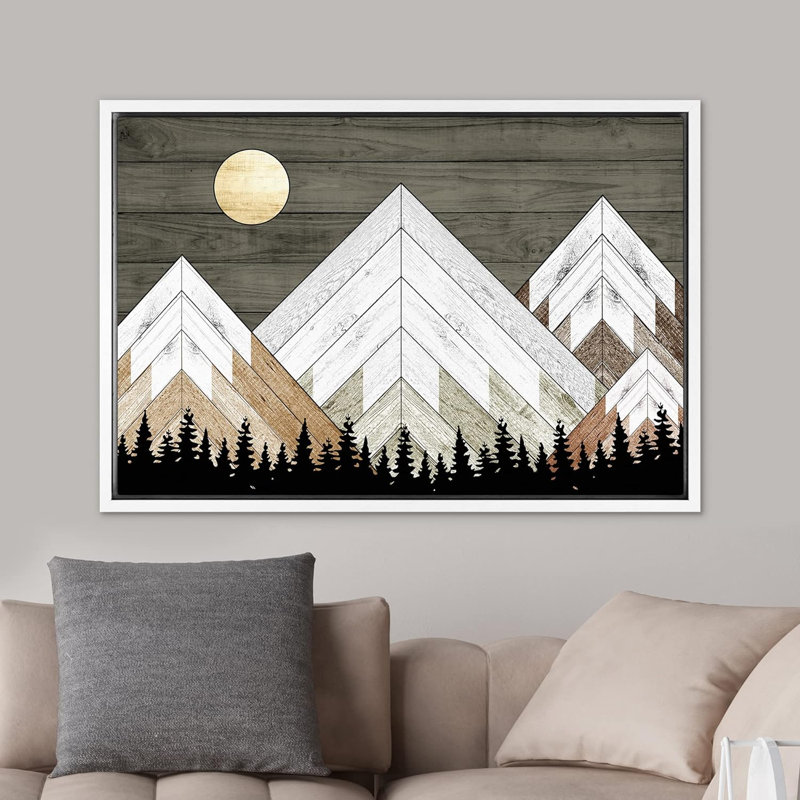 Snowy Mountain Range Forest, reproduction d'art sur toile, H 16 po x l 24 po x P 1,5 po, Blanc