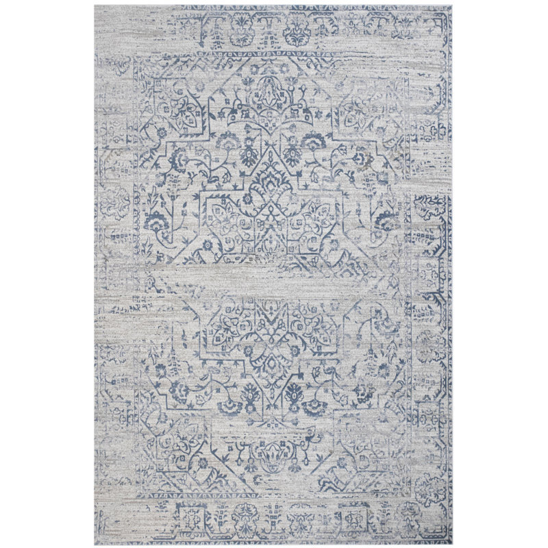 Tapis bleu Statham Southwestern, Rectangle 3 pi 3 po x 5 pi