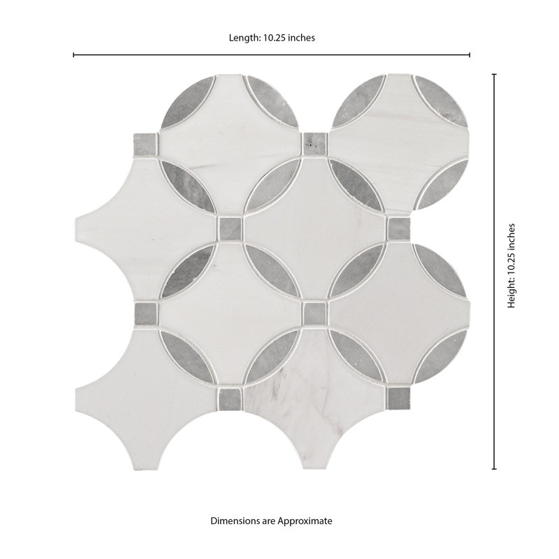 Calabria Frost Camira 10 in. x 10 in. Polished Marble Mosaic Floor and Wall Tile