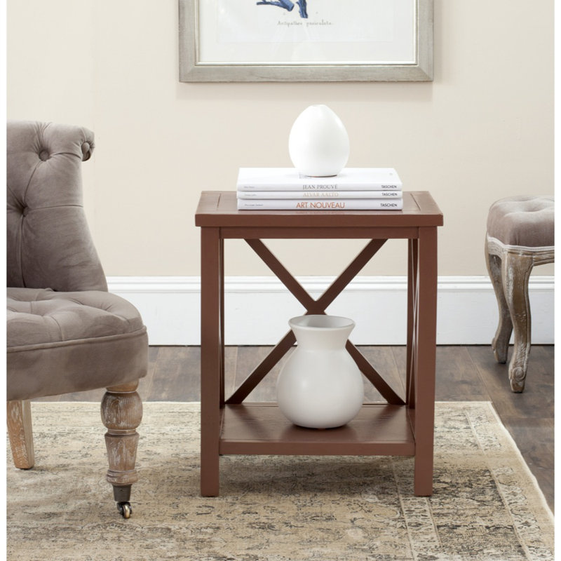 Sadie Solid Wood End Table, Henna Brown