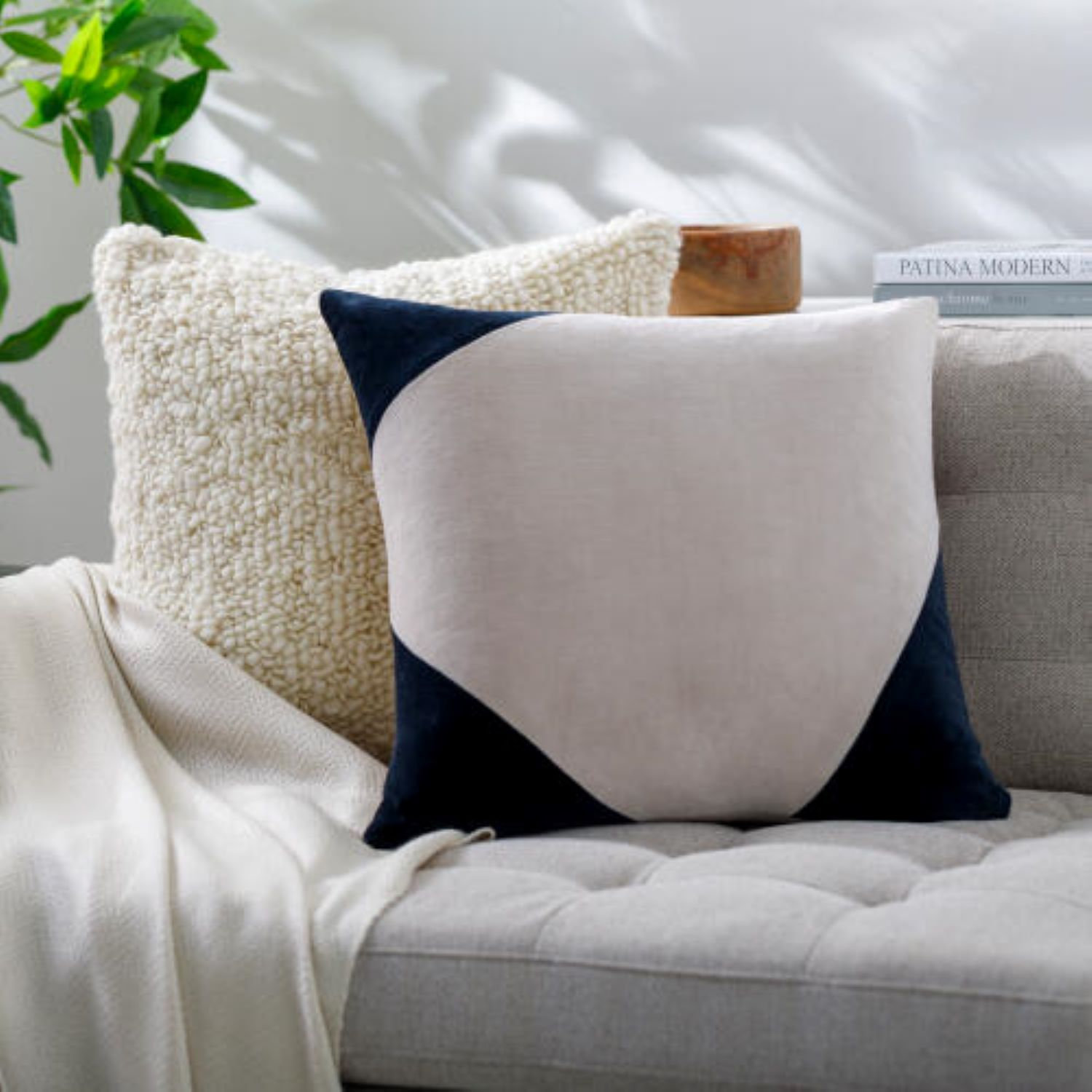 Denny Cotton Pillow Cover, 18" x 18", Down, Black