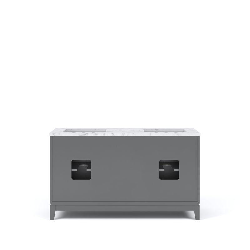 Elizabeth 60" Double Bathroom Vanity Set with Mirror, Cashmere Gray, Hook