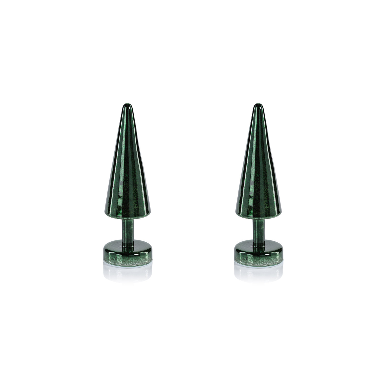 Sparkle Cone LED Trees, Set of 2, 10" H x 3" W x 3" D, Green