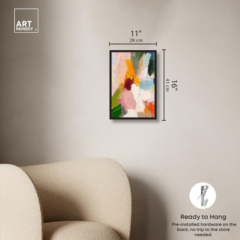 Surge chromatique IV sur toile, Abstracts colorés par Art Remedy, H 16 po x l 11 po, Cadre flottant noir