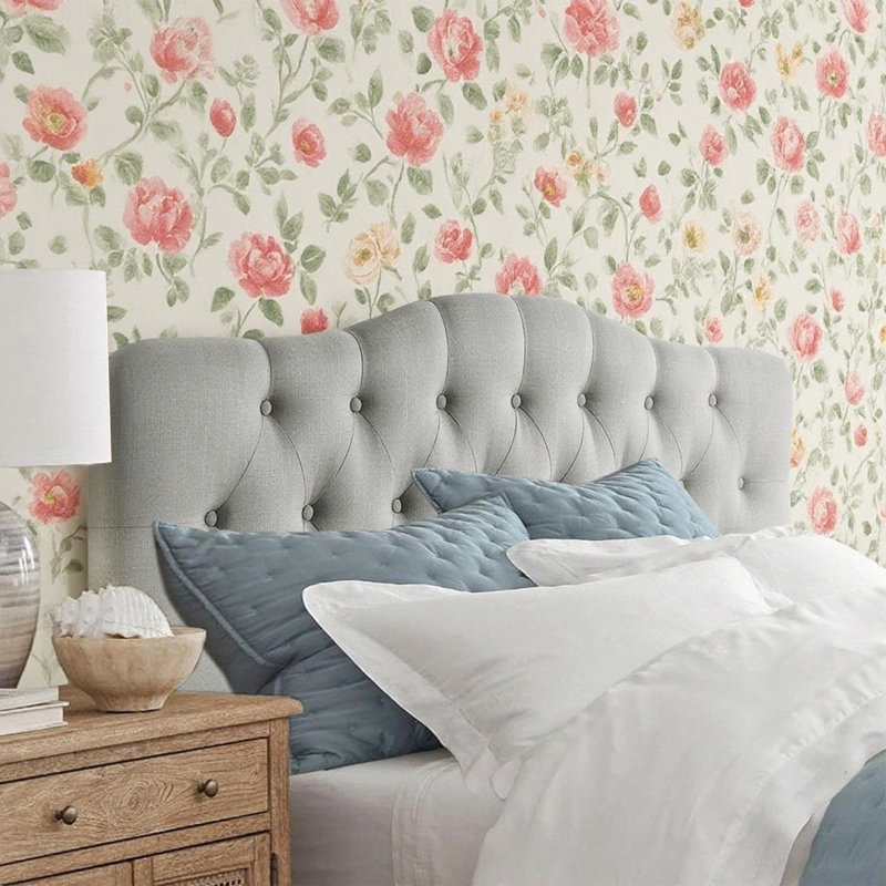 Linen Upholstered Headboard-Modern-Adjustable Height-Diamond or Button Tufting, Gray, King