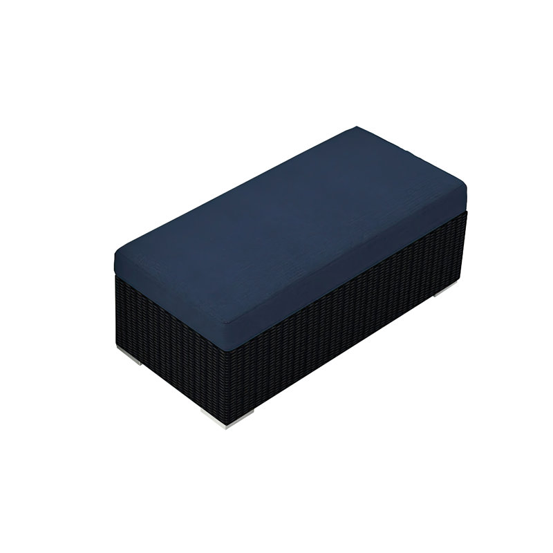 District Outdoor Ottoman, Spectrum Indigo Sunbrella®, Coffee Bean