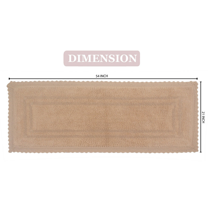 Opulent Absorbent Cotton Soft Bath Rug, Linen, 21" W x 54" L