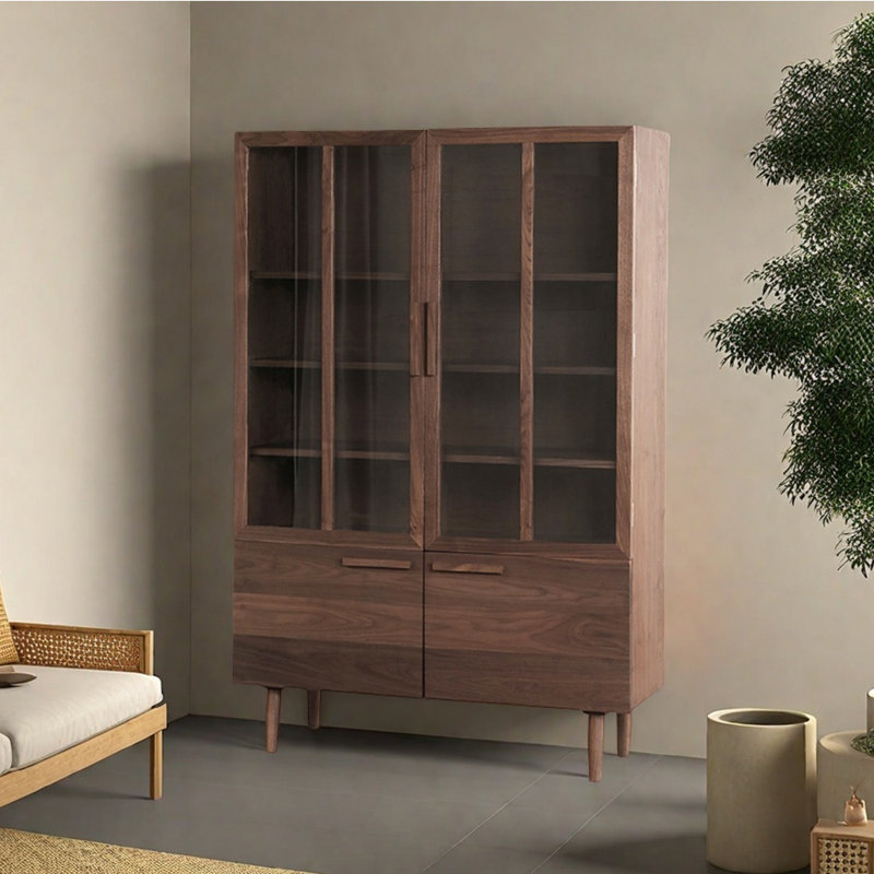 Bibliothèque de style européen entièrement fermée, (4 tablettes) H 68,9 po x l 45,28 po x P 14,17 po