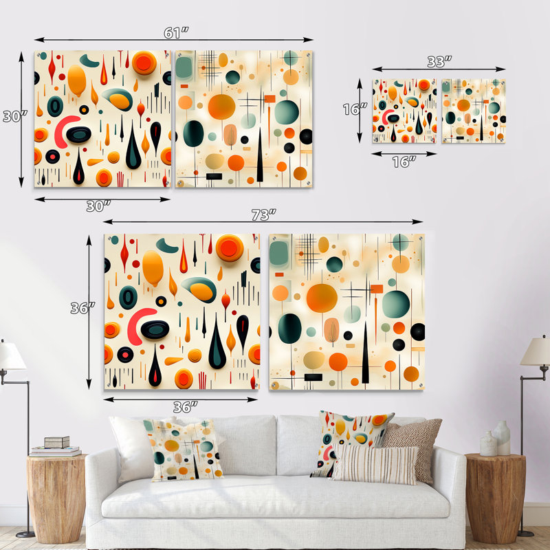 Crosslyn - Ensemble de 2 verres muraux abstraits en acrylique Mid-Century, H 36 po x l 73 po