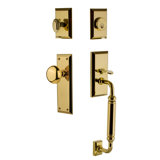 Fifth Avenue Handleset with Single Cylinder Deadbolt and Door Knob and Rosette