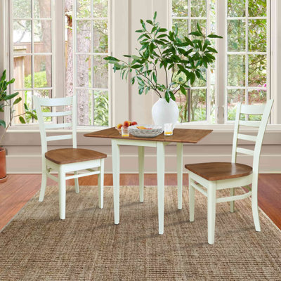  Deilany Small 3 Piece  Dual Drop Leaf Solid Wood Dining Set