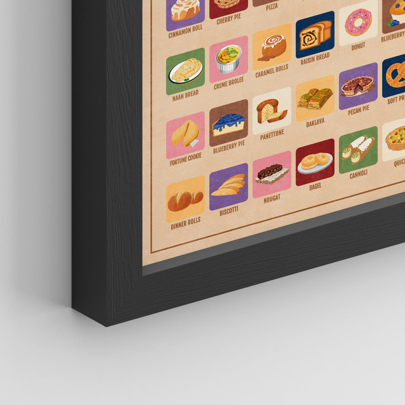 " The Ultimate Baking Bucket List - 50 Delicious Desserts And Pastries Collages Small Artwork Decor ", Black, 14" H x 11" W