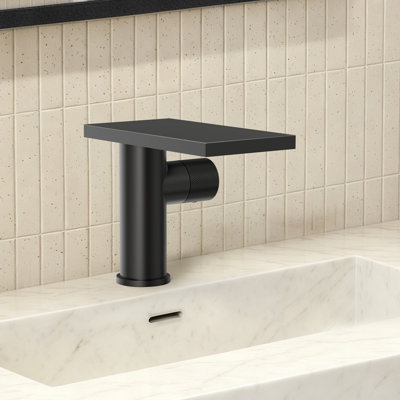 Single Hole Bathroom Faucet, Single-Handle Waterfall Sink Faucet with Drain Assembly