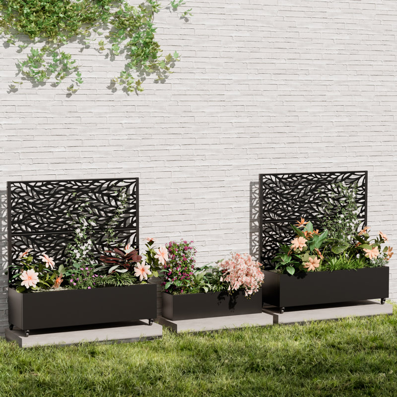 Lit de jardin surélevé autoportant en métal avec treillis pour terrasse avant 47 po H x 47 po H 47 po x l 47 po