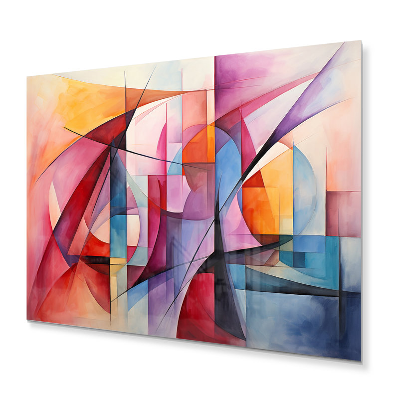 Cubisme arc-en-ciel formes IV - impression sans cadre sur métal, H 12 po x l 20 po x P 1 po
