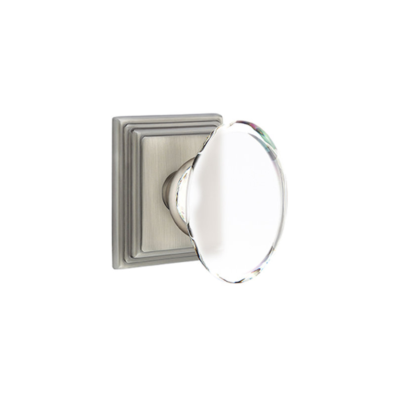 Passage Hampton Crystal Knob with Wilshire Rose, Pewter