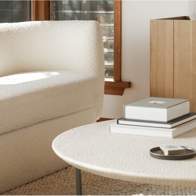 83'' Square Arm Sofa, White Boucle